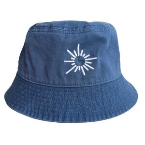 Offline By Aerie Womens One Size Navy Blue White Embroidered Sun Logo Bucket Hat